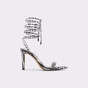 Sandalias Aldo Yberrar Tiras Tacón Sandal - Stiletto Negras Blancas | 9821437-KX