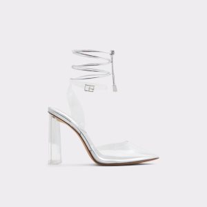 Zapatos Tacon Bloque Aldo Tilah Tiras Tacón Plateadas | 8267594-IH